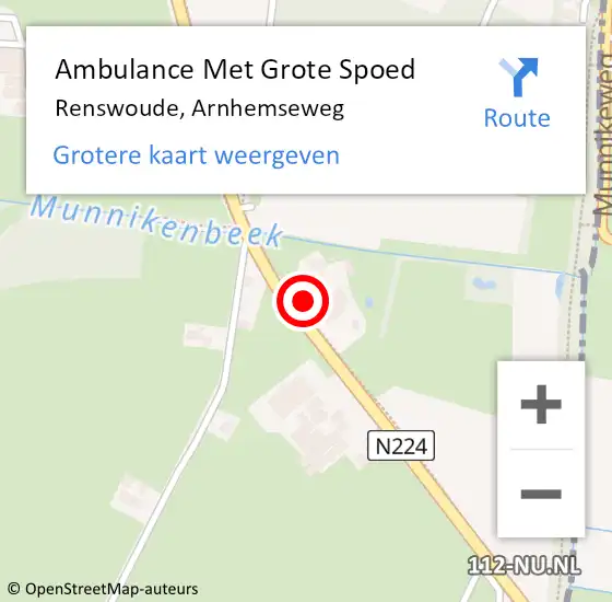 Locatie op kaart van de 112 melding: Ambulance Met Grote Spoed Naar Renswoude, Arnhemseweg op 14 september 2013 02:39