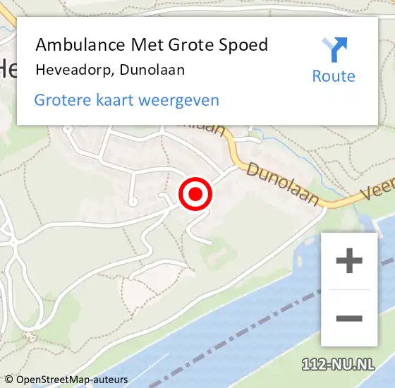 Locatie op kaart van de 112 melding: Ambulance Met Grote Spoed Naar Heveadorp, Dunolaan op 17 november 2015 14:53