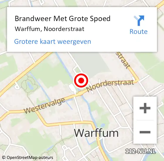 Locatie op kaart van de 112 melding: Brandweer Met Grote Spoed Naar Warffum, Noorderstraat op 27 november 2013 09:55