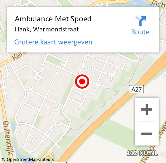 Locatie op kaart van de 112 melding: Ambulance Met Spoed Naar Hank, Warmondstraat op 17 november 2015 16:05