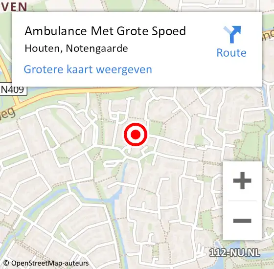 Locatie op kaart van de 112 melding: Ambulance Met Grote Spoed Naar Houten, Notengaarde op 17 november 2015 17:08