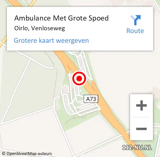 Locatie op kaart van de 112 melding: Ambulance Met Grote Spoed Naar Oirlo, Venloseweg op 17 november 2015 17:53