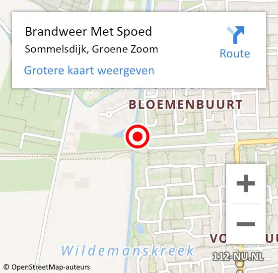 Locatie op kaart van de 112 melding: Brandweer Met Spoed Naar Sommelsdijk, Groene Zoom op 17 november 2015 19:14