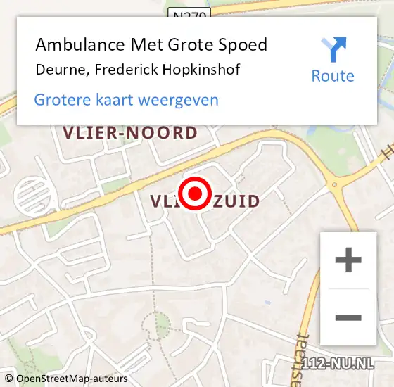 Locatie op kaart van de 112 melding: Ambulance Met Grote Spoed Naar Deurne, Frederick Hopkinshof op 17 november 2015 19:55