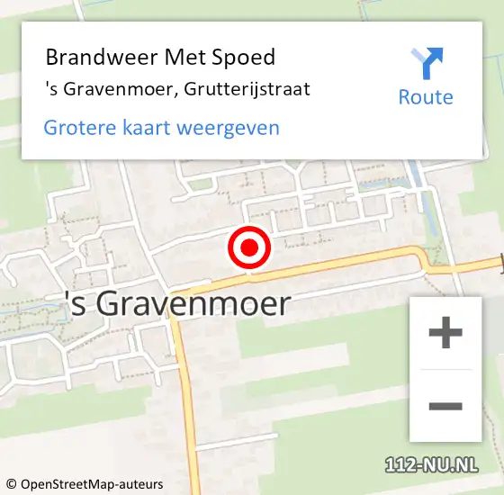 Locatie op kaart van de 112 melding: Brandweer Met Spoed Naar 's Gravenmoer, Grutterijstraat op 17 november 2015 20:17