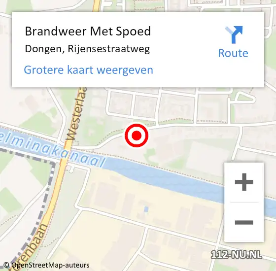 Locatie op kaart van de 112 melding: Brandweer Met Spoed Naar Dongen, Rijensestraatweg op 17 november 2015 21:09