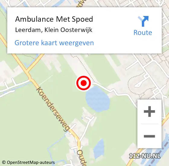 Locatie op kaart van de 112 melding: Ambulance Met Spoed Naar Leerdam, Klein Oosterwijk op 17 november 2015 21:12