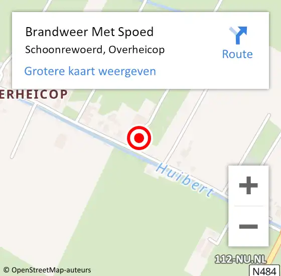 Locatie op kaart van de 112 melding: Brandweer Met Spoed Naar Schoonrewoerd, Overheicop op 17 november 2015 21:29