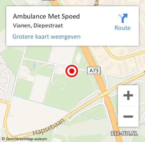 Locatie op kaart van de 112 melding: Ambulance Met Spoed Naar Vianen, Diepestraat op 17 november 2015 21:44