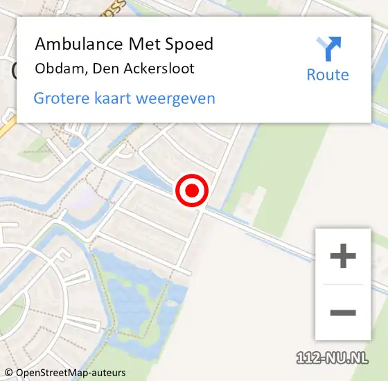 Locatie op kaart van de 112 melding: Ambulance Met Spoed Naar Obdam, Den Ackersloot op 17 november 2015 21:56