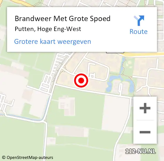 Locatie op kaart van de 112 melding: Brandweer Met Grote Spoed Naar Putten, Hoge Eng-West op 17 november 2015 22:02