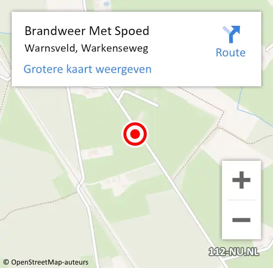 Locatie op kaart van de 112 melding: Brandweer Met Spoed Naar Warnsveld, Warkenseweg op 17 november 2015 22:30