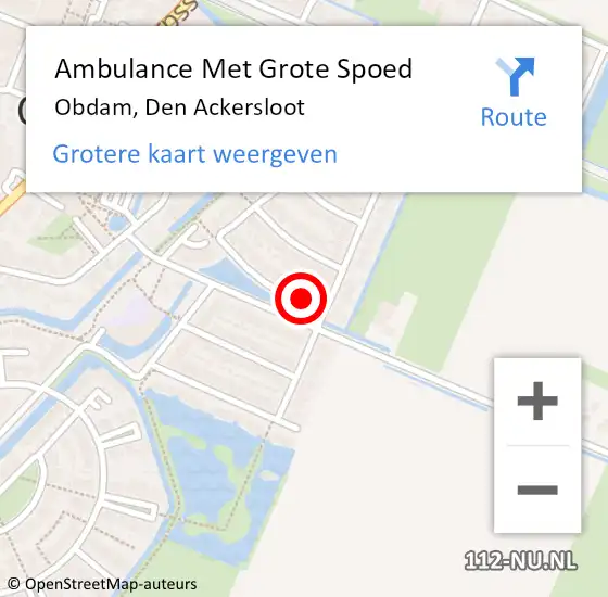 Locatie op kaart van de 112 melding: Ambulance Met Grote Spoed Naar Obdam, Den Ackersloot op 17 november 2015 22:35
