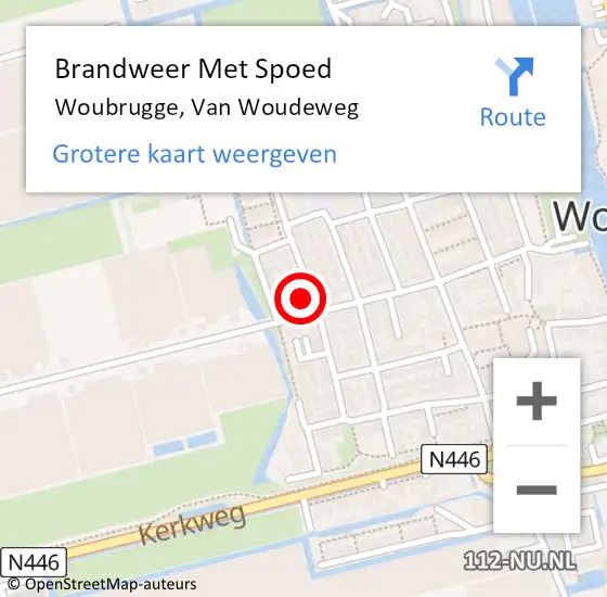 Locatie op kaart van de 112 melding: Brandweer Met Spoed Naar Woubrugge, Van Woudeweg op 17 november 2015 23:20