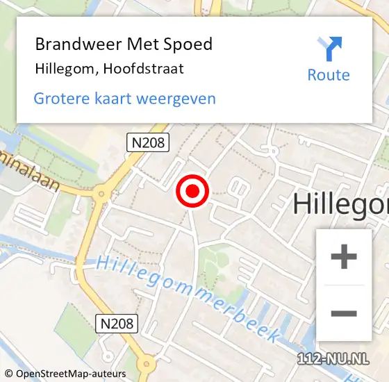 Locatie op kaart van de 112 melding: Brandweer Met Spoed Naar Hillegom, Hoofdstraat op 17 november 2015 23:21