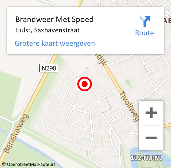 Locatie op kaart van de 112 melding: Brandweer Met Spoed Naar Hulst, Saxhavenstraat op 17 november 2015 23:25