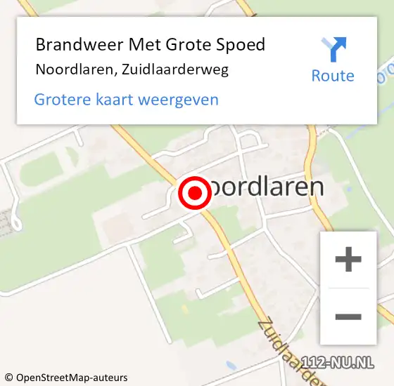 Locatie op kaart van de 112 melding: Brandweer Met Grote Spoed Naar Noordlaren, Zuidlaarderweg op 17 november 2015 23:31