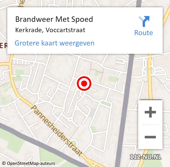 Locatie op kaart van de 112 melding: Brandweer Met Spoed Naar Kerkrade, Voccartstraat op 17 november 2015 23:31