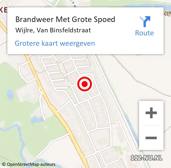 Locatie op kaart van de 112 melding: Brandweer Met Grote Spoed Naar Wijlre, Van Binsfeldstraat op 17 november 2015 23:33