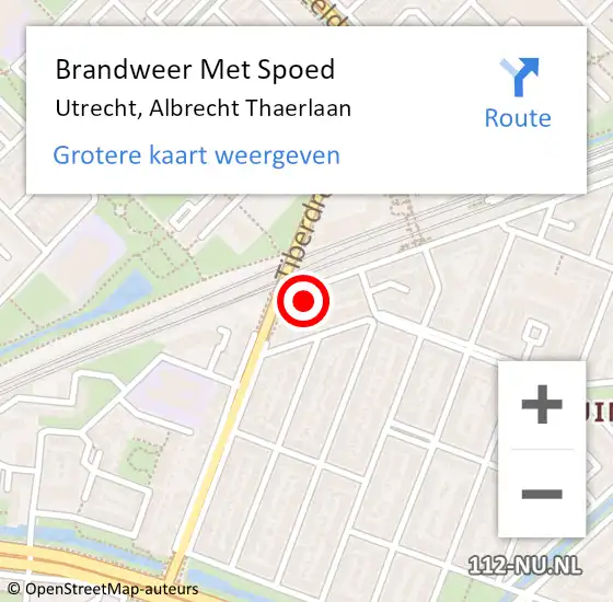 Locatie op kaart van de 112 melding: Brandweer Met Spoed Naar Utrecht, Albrecht Thaerlaan op 17 november 2015 23:54