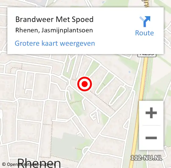 Locatie op kaart van de 112 melding: Brandweer Met Spoed Naar Rhenen, Jasmijnplantsoen op 17 november 2015 23:56