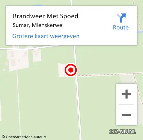 Locatie op kaart van de 112 melding: Brandweer Met Spoed Naar Sumar, Mienskerwei op 17 november 2015 23:57