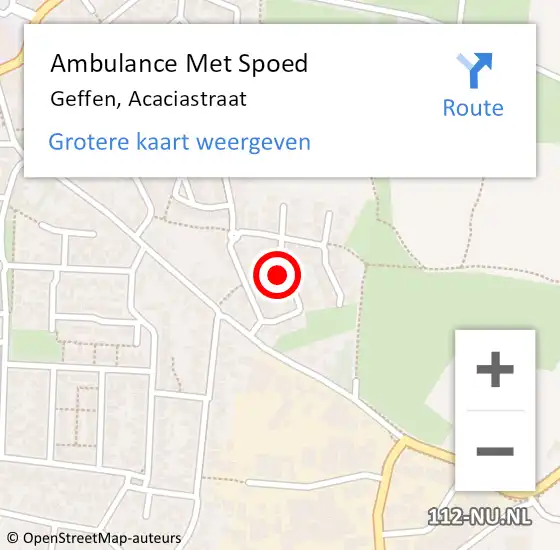 Locatie op kaart van de 112 melding: Ambulance Met Spoed Naar Geffen, Acaciastraat op 18 november 2015 00:55
