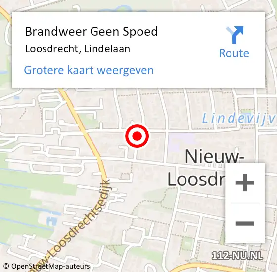 Locatie op kaart van de 112 melding: Brandweer Geen Spoed Naar Loosdrecht, Lindelaan op 18 november 2015 01:30