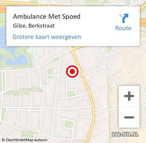 Locatie op kaart van de 112 melding: Ambulance Met Spoed Naar Gilze, Berkstraat op 18 november 2015 01:35