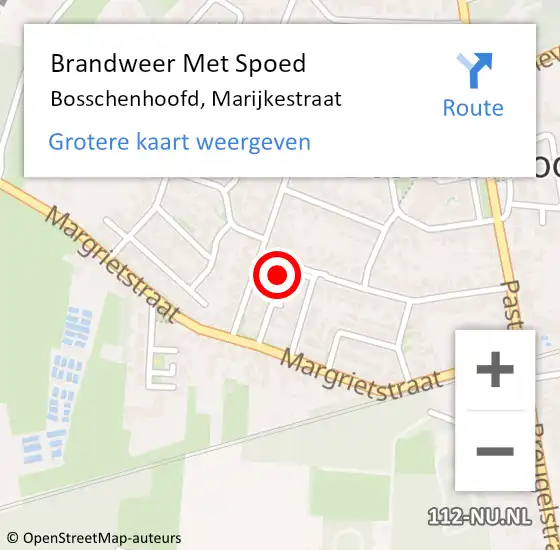 Locatie op kaart van de 112 melding: Brandweer Met Spoed Naar Bosschenhoofd, Marijkestraat op 18 november 2015 01:58