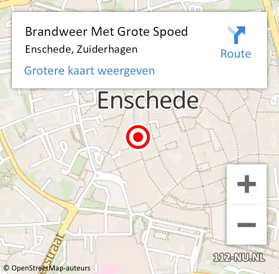 Locatie op kaart van de 112 melding: Brandweer Met Grote Spoed Naar Enschede, Zuiderhagen op 18 november 2015 01:59