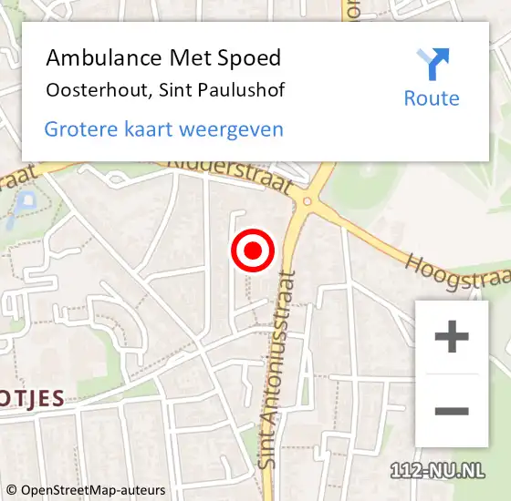 Locatie op kaart van de 112 melding: Ambulance Met Spoed Naar Oosterhout, Sint Paulushof op 18 november 2015 03:13