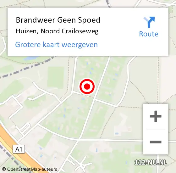 Locatie op kaart van de 112 melding: Brandweer Geen Spoed Naar Huizen, Noord Crailoseweg op 18 november 2015 03:23