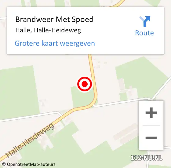 Locatie op kaart van de 112 melding: Brandweer Met Spoed Naar Halle, Halle-Heideweg op 18 november 2015 03:30