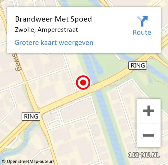 Locatie op kaart van de 112 melding: Brandweer Met Spoed Naar Zwolle, Amperestraat op 18 november 2015 03:30