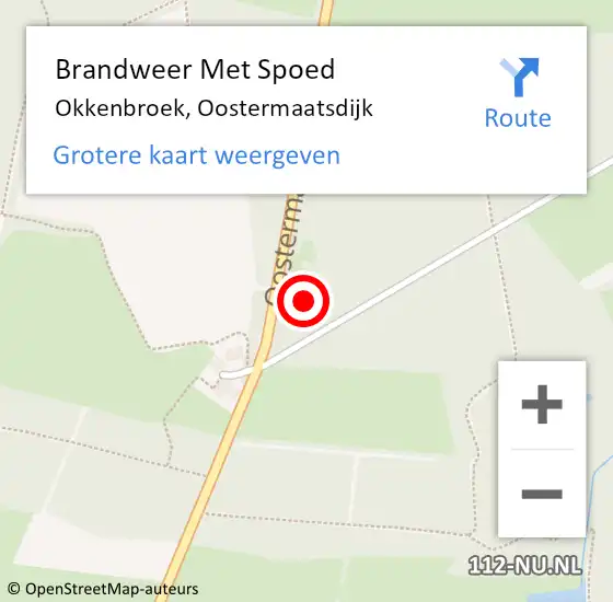 Locatie op kaart van de 112 melding: Brandweer Met Spoed Naar Okkenbroek, Oostermaatsdijk op 18 november 2015 04:26