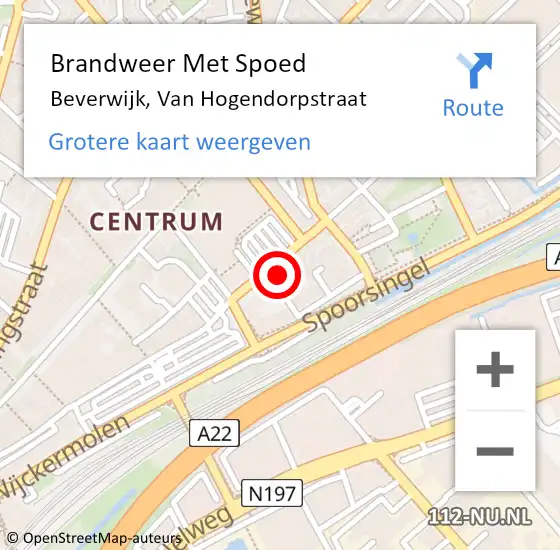 Locatie op kaart van de 112 melding: Brandweer Met Spoed Naar Beverwijk, Van Hogendorpstraat op 18 november 2015 04:28