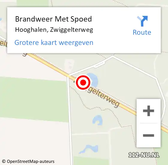 Locatie op kaart van de 112 melding: Brandweer Met Spoed Naar Hooghalen, Zwiggelterweg op 18 november 2015 04:55