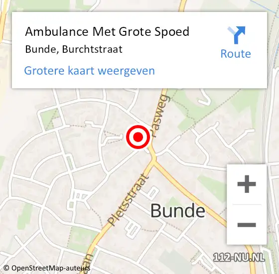 Locatie op kaart van de 112 melding: Ambulance Met Grote Spoed Naar Bunde, Burchtstraat op 27 november 2013 10:57