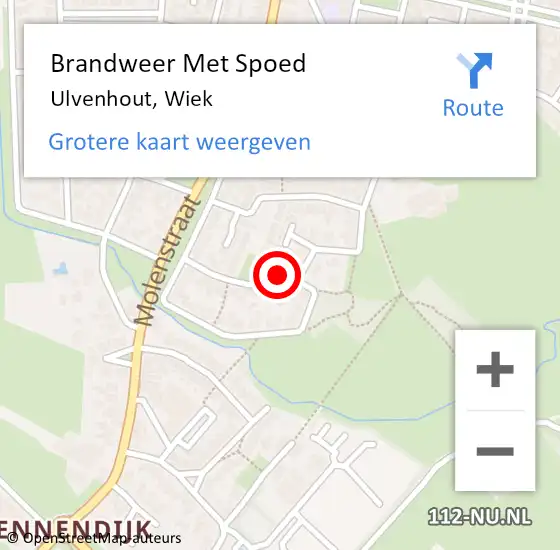 Locatie op kaart van de 112 melding: Brandweer Met Spoed Naar Ulvenhout, Wiek op 18 november 2015 05:16