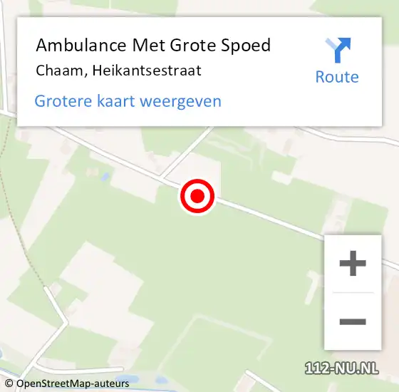 Locatie op kaart van de 112 melding: Ambulance Met Grote Spoed Naar Chaam, Heikantsestraat op 18 november 2015 05:18