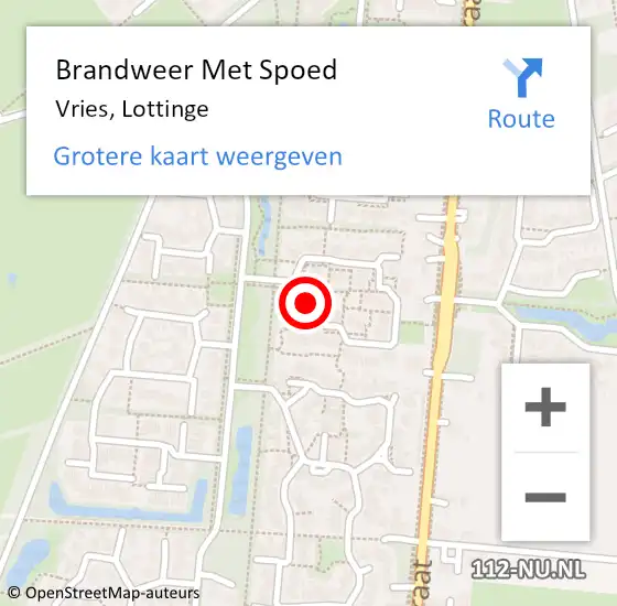 Locatie op kaart van de 112 melding: Brandweer Met Spoed Naar Vries, Lottinge op 18 november 2015 06:17