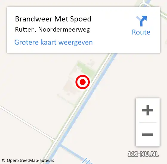 Locatie op kaart van de 112 melding: Brandweer Met Spoed Naar Rutten, Noordermeerweg op 18 november 2015 06:26