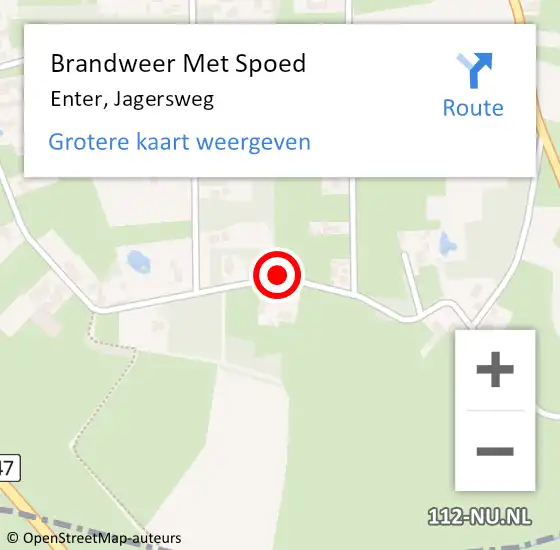 Locatie op kaart van de 112 melding: Brandweer Met Spoed Naar Enter, Jagersweg op 18 november 2015 06:45