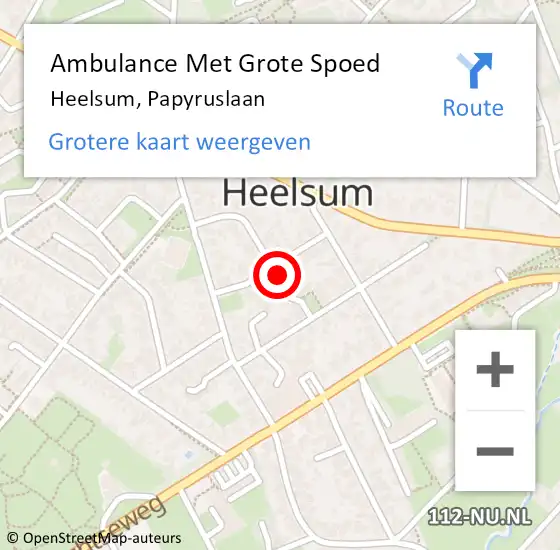 Locatie op kaart van de 112 melding: Ambulance Met Grote Spoed Naar Heelsum, Papyruslaan op 18 november 2015 07:03