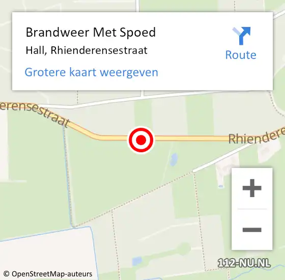 Locatie op kaart van de 112 melding: Brandweer Met Spoed Naar Hall, Rhienderensestraat op 18 november 2015 07:20