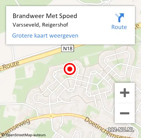 Locatie op kaart van de 112 melding: Brandweer Met Spoed Naar Varsseveld, Reigershof op 18 november 2015 07:33