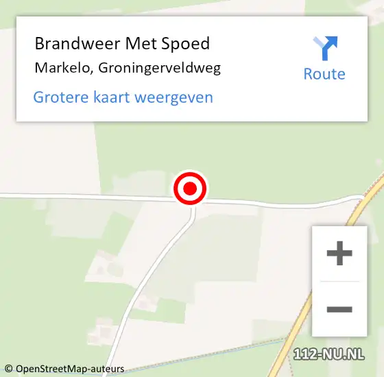 Locatie op kaart van de 112 melding: Brandweer Met Spoed Naar Markelo, Groningerveldweg op 18 november 2015 07:40