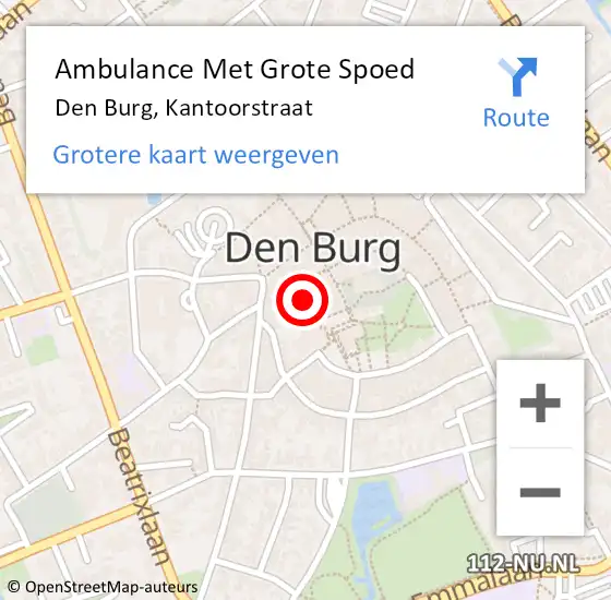 Locatie op kaart van de 112 melding: Ambulance Met Grote Spoed Naar Den Burg, Kantoorstraat op 18 november 2015 07:52