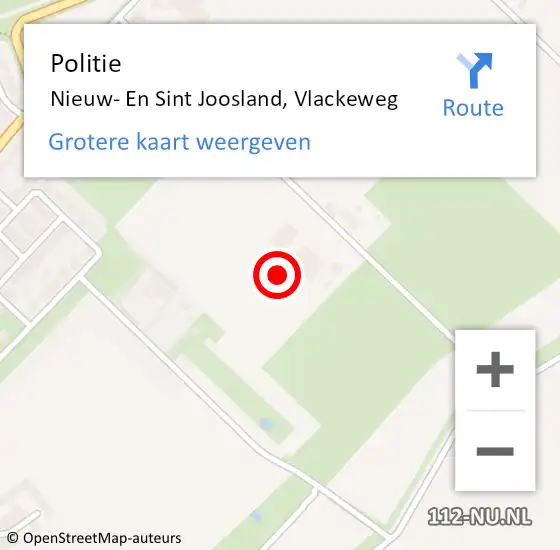 Locatie op kaart van de 112 melding: Politie Nieuw- En Sint Joosland, Vlackeweg op 18 november 2015 07:55